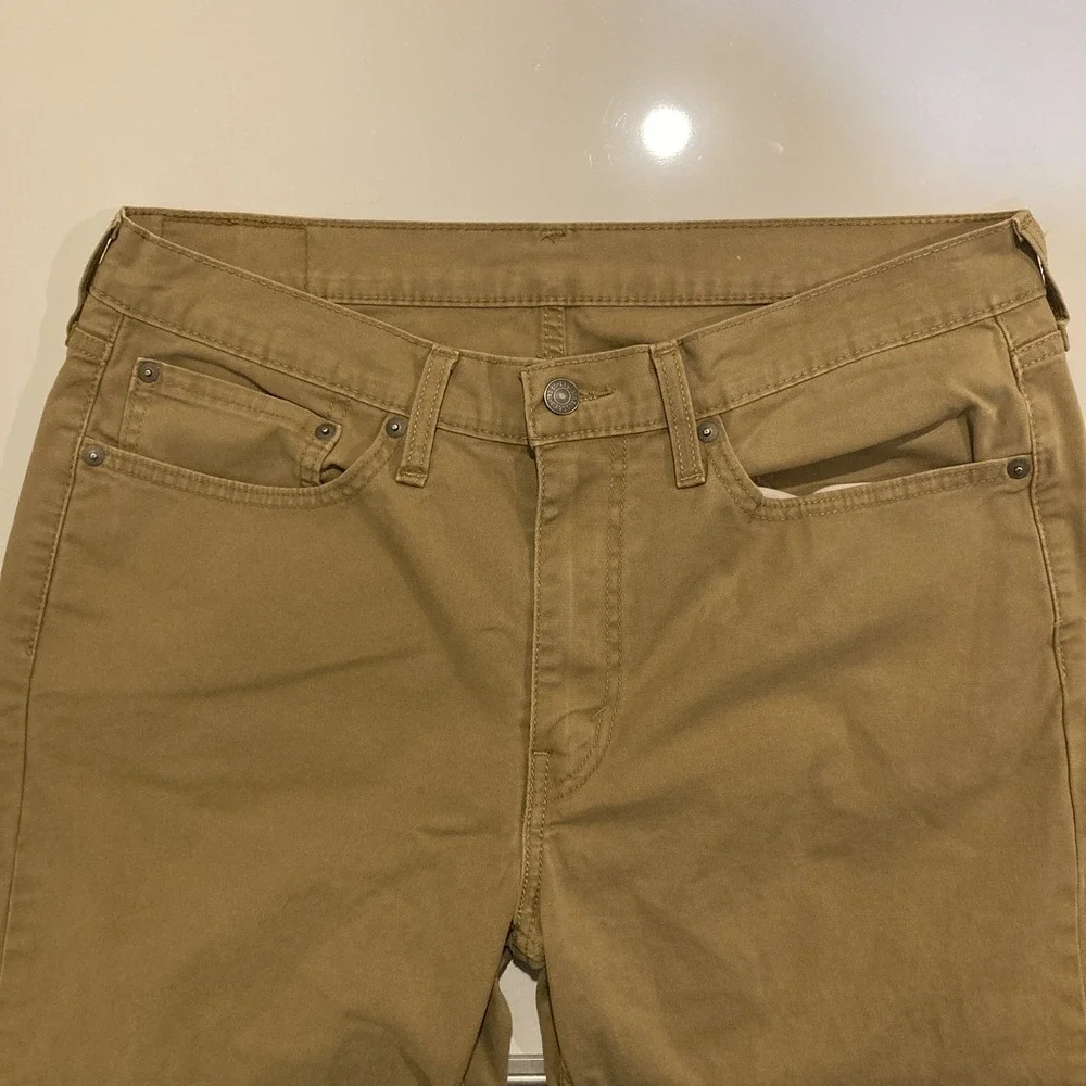 LEVI Jeans 514 Men 34x32 (Fits 34x31) Tan Khaki Stretch Straight Fit Cowboy‎